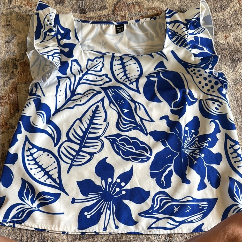 Blue Floral Women's Top
